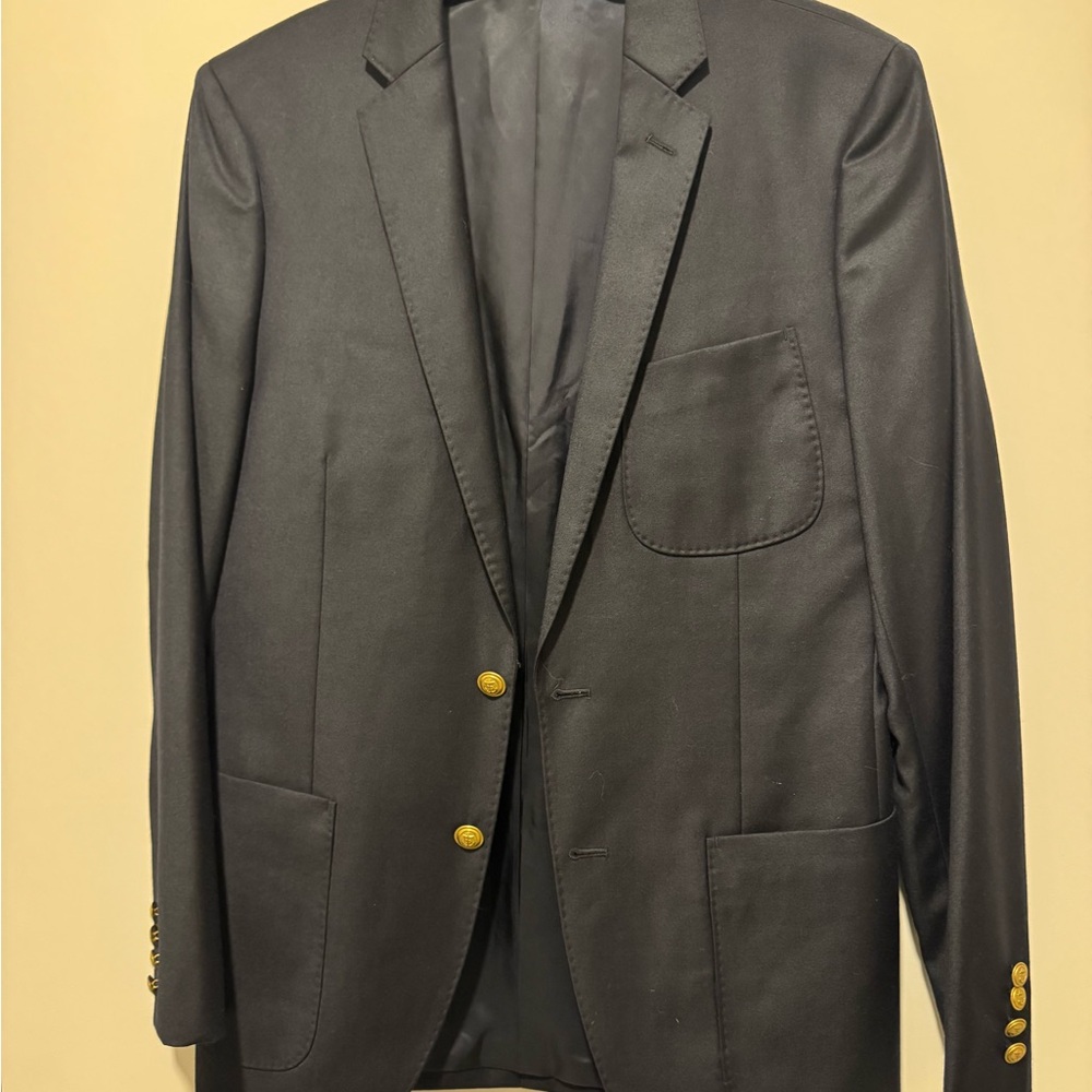 J. Crew Navy Legacy Blazer in Italian Wool with Gold Buttons